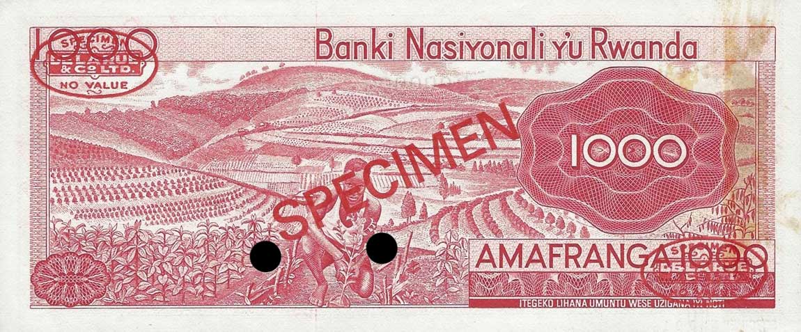 Back of Rwanda p10s2: 1000 Francs from 1971