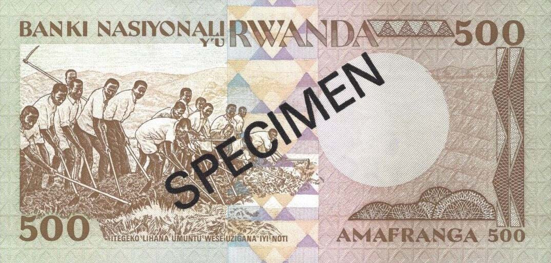 Back of Rwanda p16s: 500 Francs from 1981