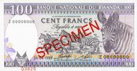 p19s from Rwanda: 100 Francs from 1989