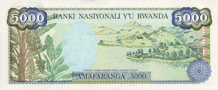 Back of Rwanda p22a: 5000 Francs from 1988