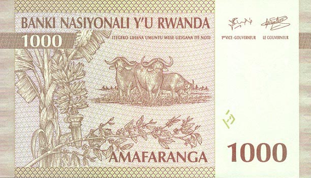 Back of Rwanda p24a: 1000 Francs from 1994