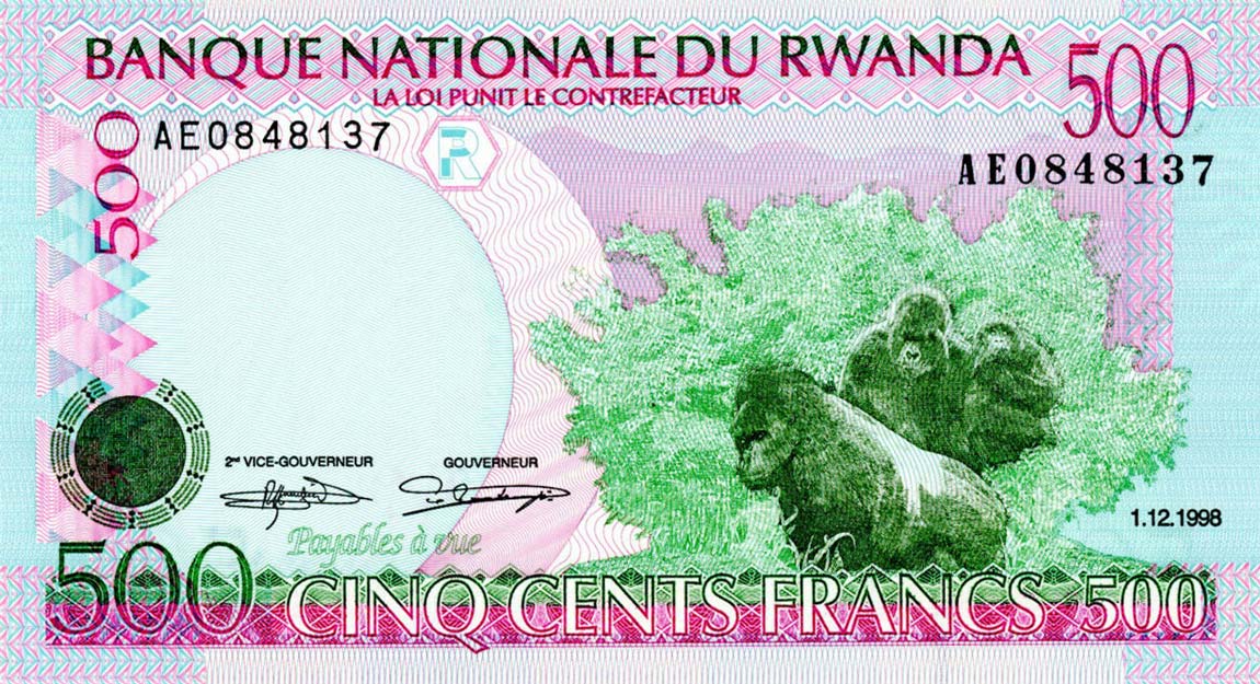 Front of Rwanda p26a: 500 Francs from 1998