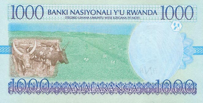 Back of Rwanda p27a: 1000 Francs from 1998