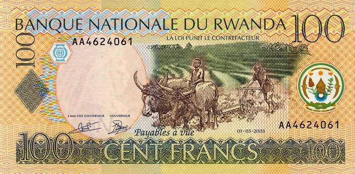 Front of Rwanda p29a: 100 Francs from 2003