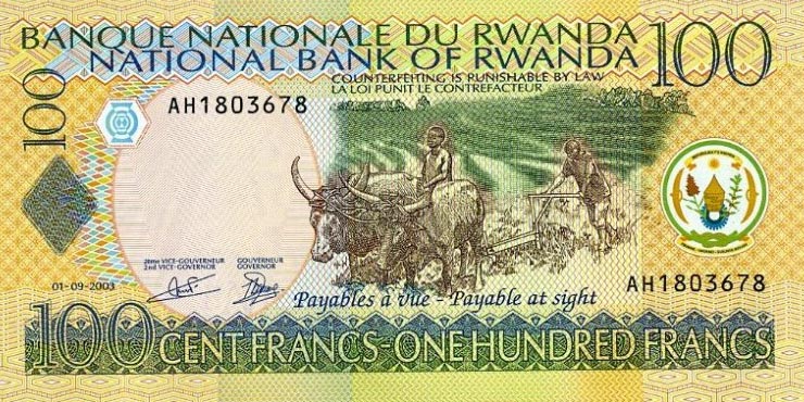 Front of Rwanda p29b: 100 Francs from 2003