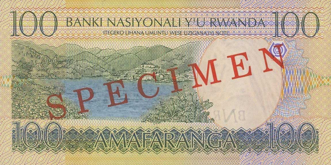 Back of Rwanda p29s: 100 Francs from 2003