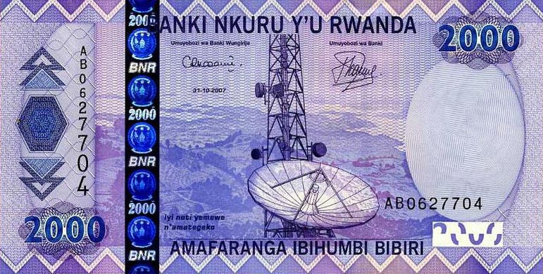 Front of Rwanda p36: 2000 Francs from 2007