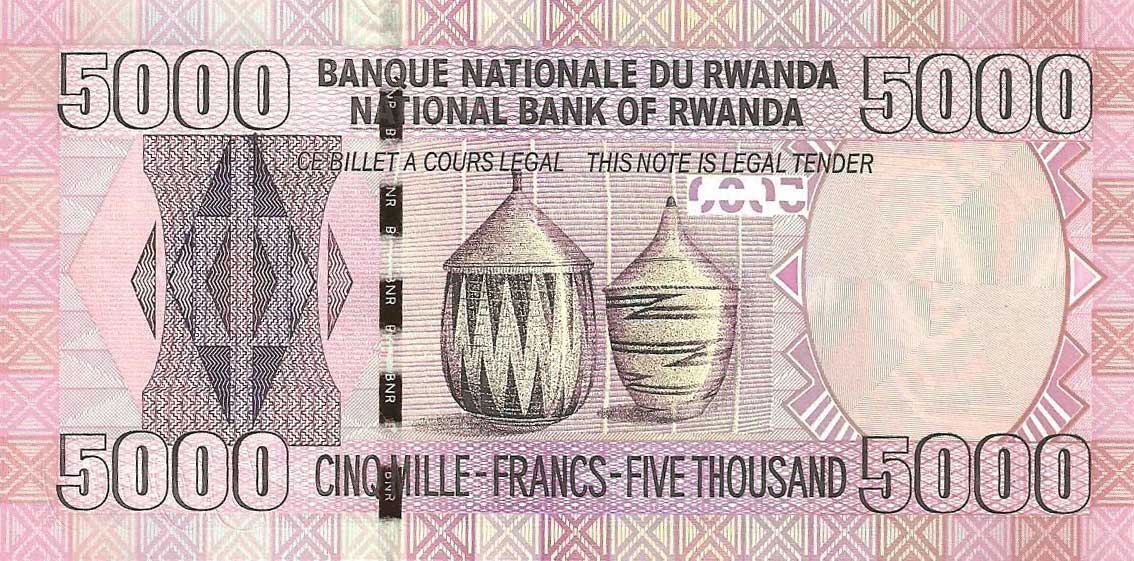 Back of Rwanda p37: 5000 Francs from 2009