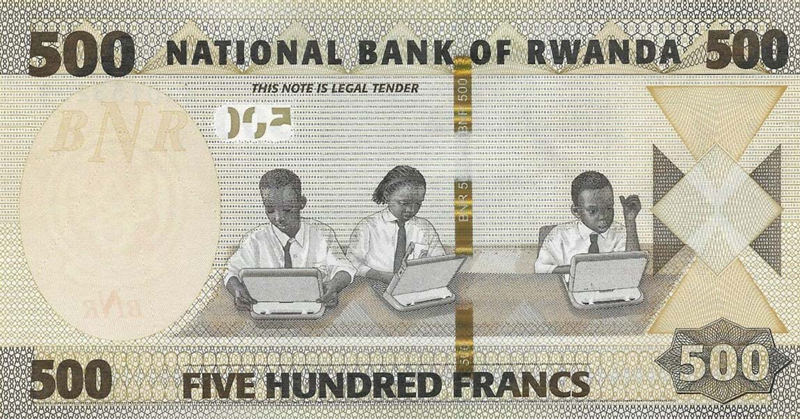 Back of Rwanda p42: 500 Francs from 2019