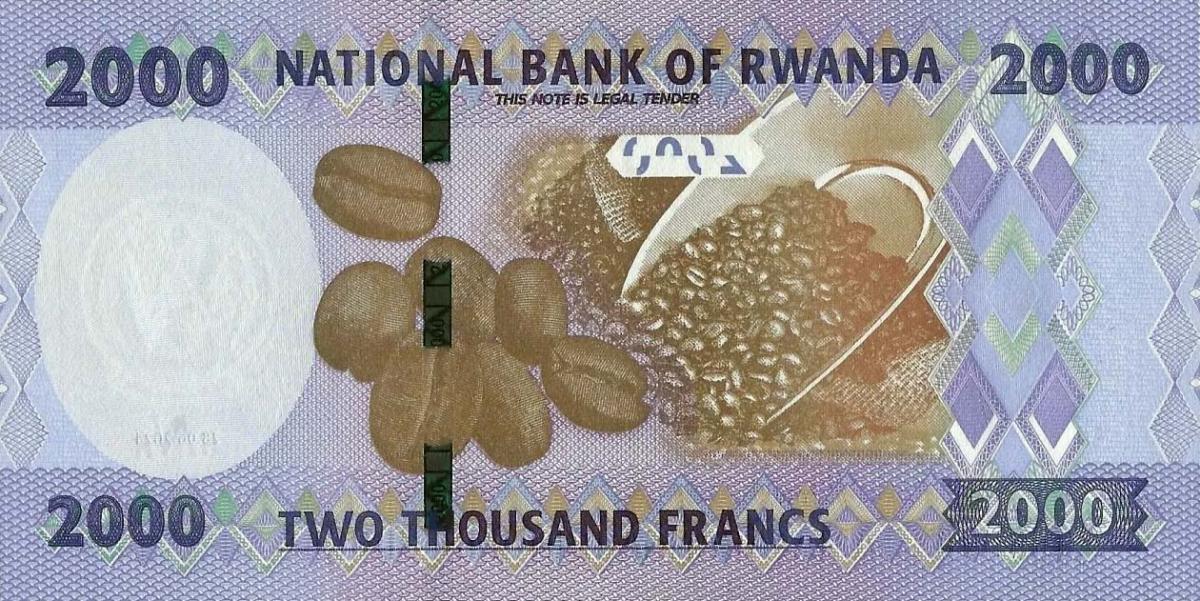 Back of Rwanda p44: 2000 Francs from 2024