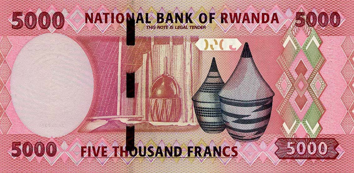 Back of Rwanda p45: 5000 Francs from 2024