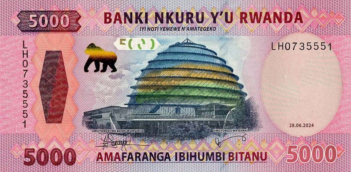 Front of Rwanda p45: 5000 Francs from 2024