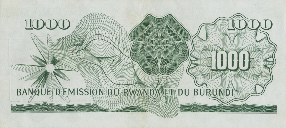 Back of Rwanda p5: 1000 Francs from 1962