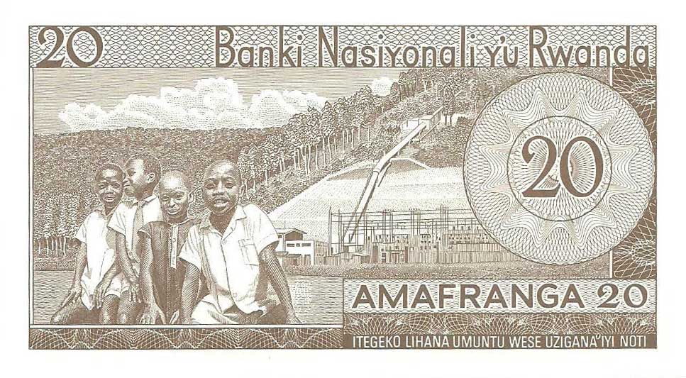 Back of Rwanda p6c: 20 Francs from 1971