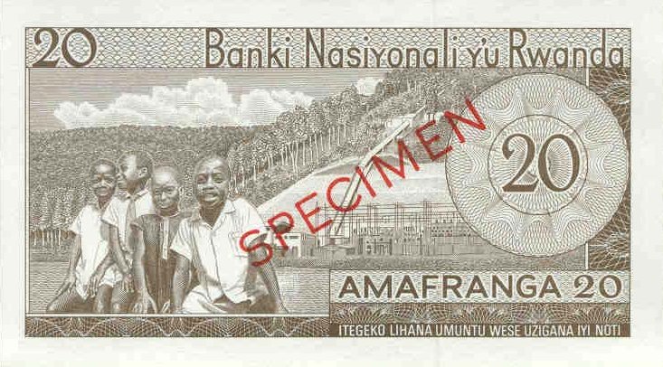 Back of Rwanda p6s1: 20 Francs from 1964