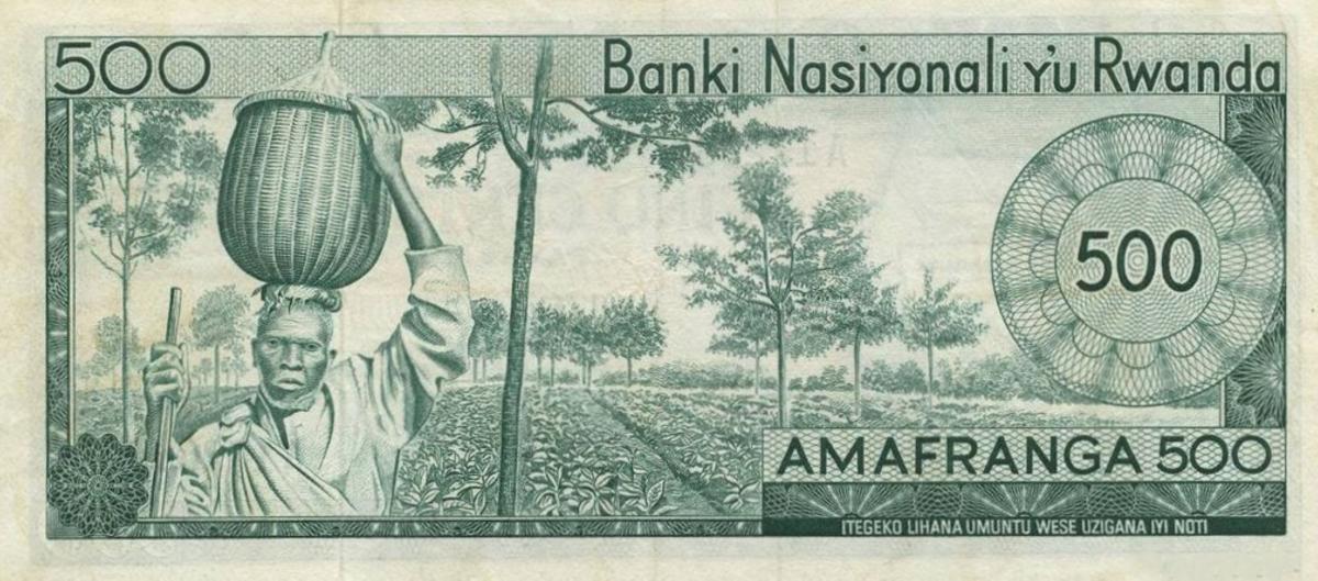 Back of Rwanda p9a: 500 Francs from 1964