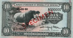 p2s from Rwanda-Burundi: 10 Francs from 1960