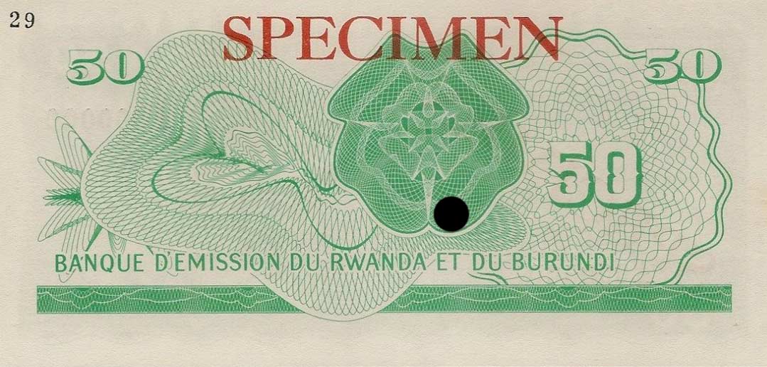 Back of Rwanda-Burundi p4ct: 50 Francs from 1960