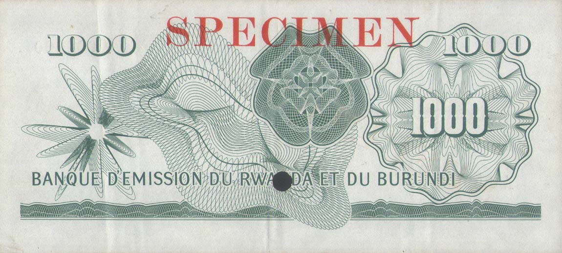 Back of Rwanda-Burundi p7s: 1000 Francs from 1960