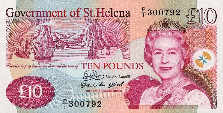Front of Saint Helena p12a: 10 Pounds from 2004