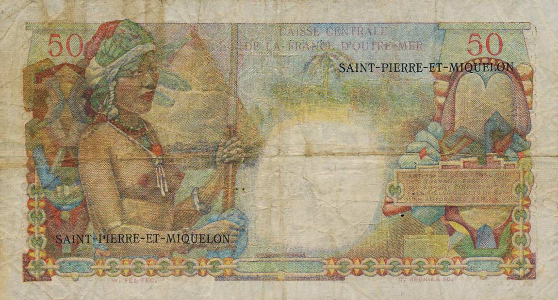 Back of Saint Pierre and Miquelon p25: 50 Francs from 1950