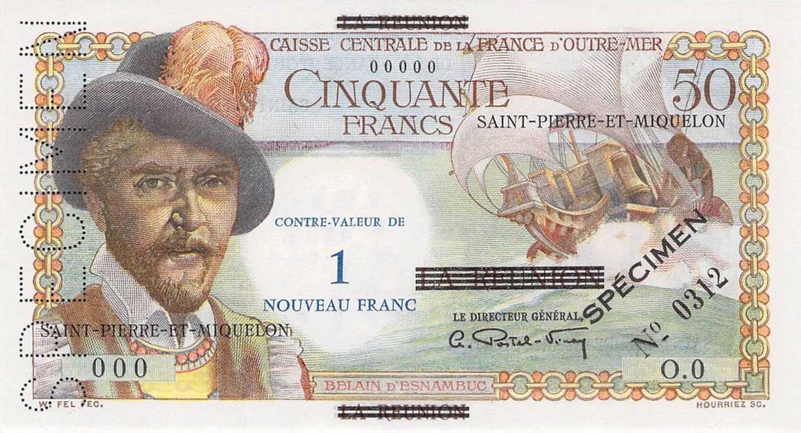 Front of Saint Pierre and Miquelon p30s: 1 Nouveau Franc from 1960