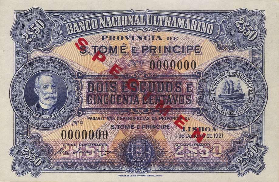 Front of Saint Thomas and Prince p20s: 2.5 Escudos from 1921
