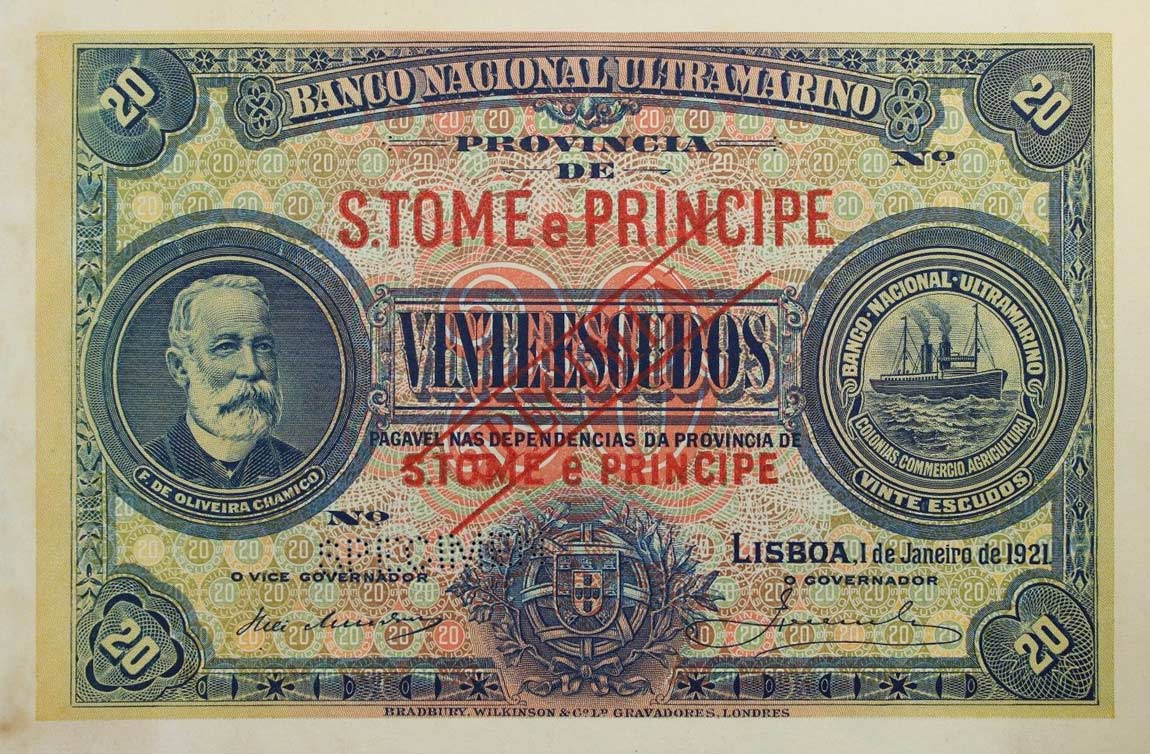 Front of Saint Thomas and Prince p23s: 20 Escudos from 1921