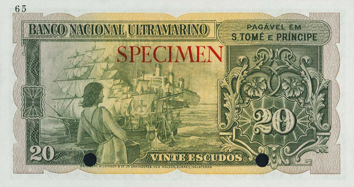 Back of Saint Thomas and Prince p36ct: 20 Escudos from 1958