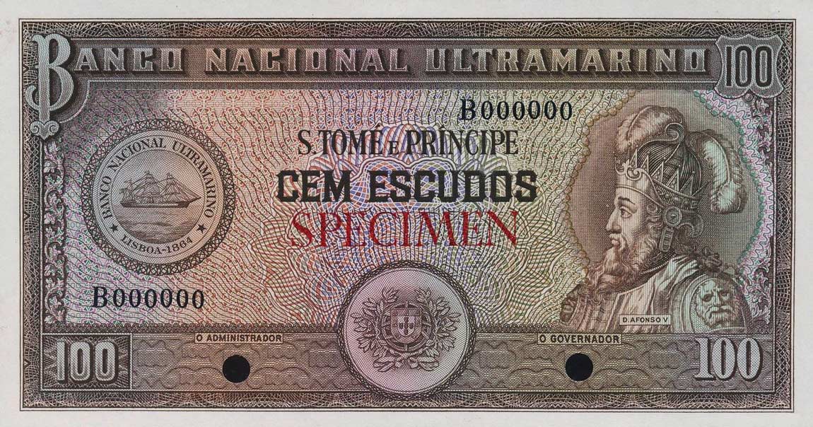 Front of Saint Thomas and Prince p38ct: 100 Escudos from 1958