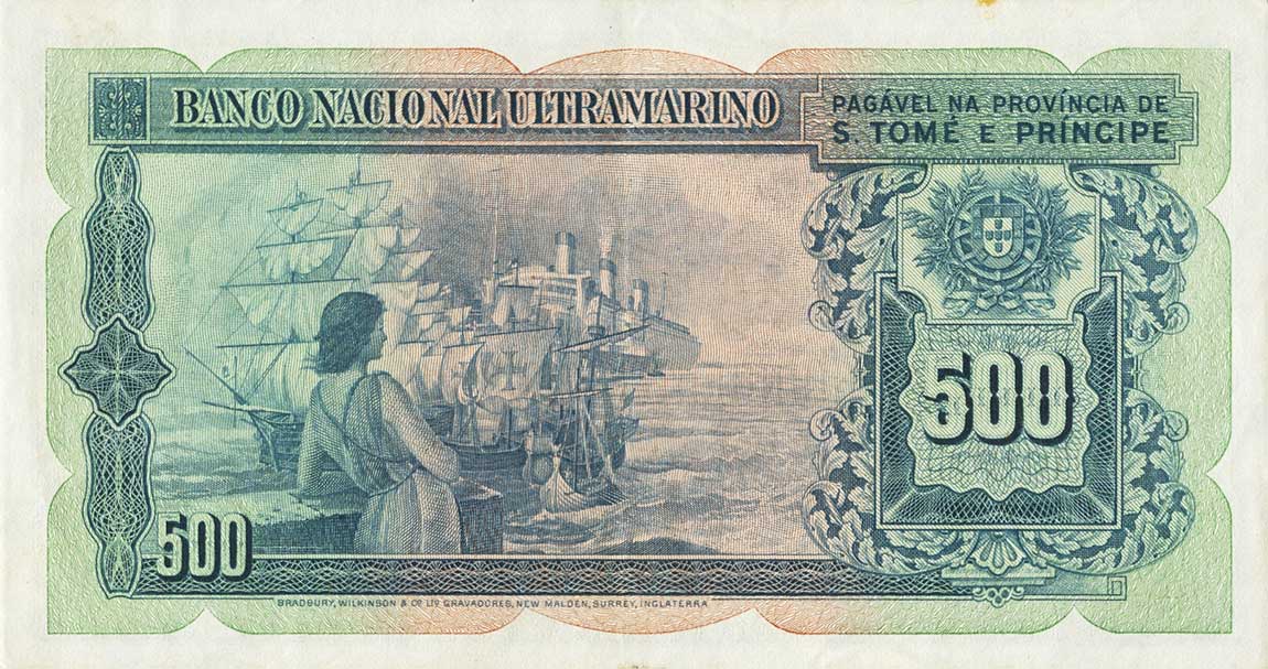 Back of Saint Thomas and Prince p39a: 500 Escudos from 1956