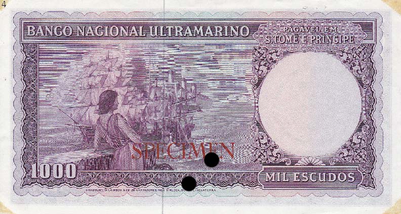 Back of Saint Thomas and Prince p40ct: 1000 Escudos from 1964