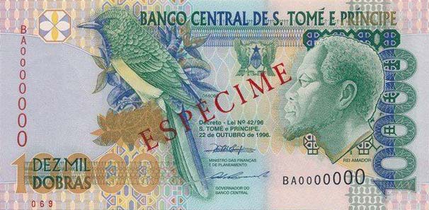 Front of Saint Thomas and Prince p66s: 10000 Dobras from 1996