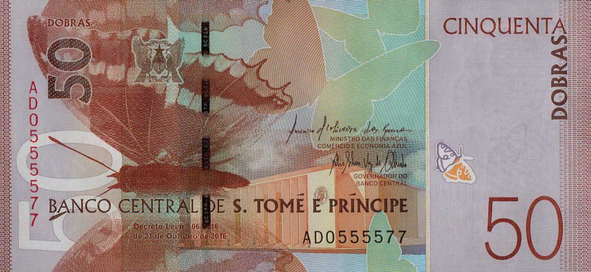 Front of Saint Thomas and Prince p73: 50 Dobras from 2016