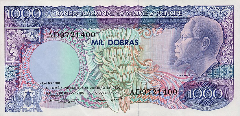 Front of Saint Thomas and Prince p62a: 1000 Dobras from 1989