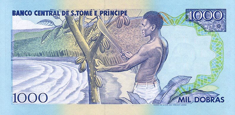 Back of Saint Thomas and Prince p64a: 1000 Dobras from 1993