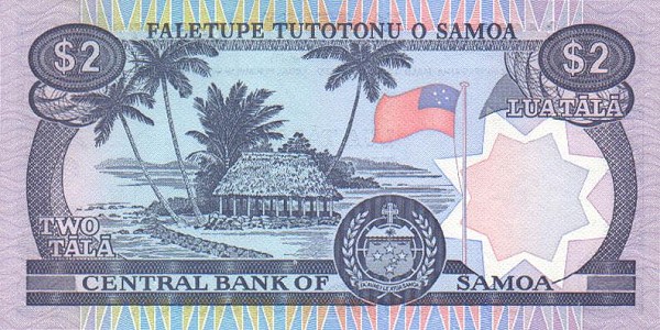 Back of Samoa p25a: 2 Tala from 1985
