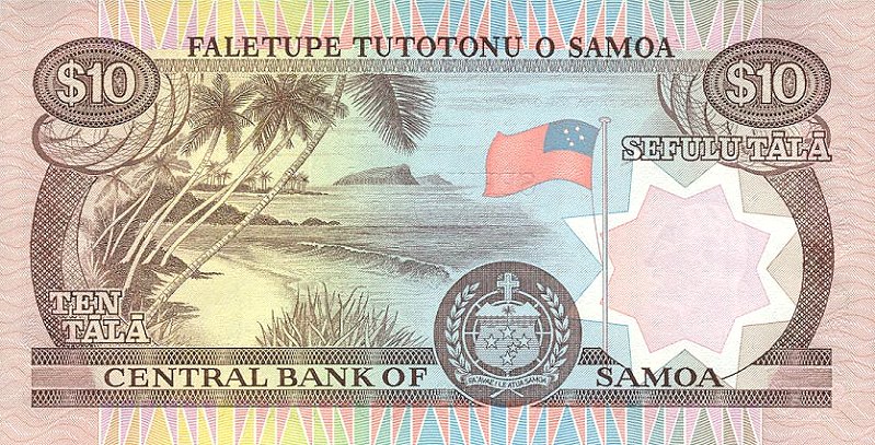 Back of Samoa p27a: 10 Tala from 1985