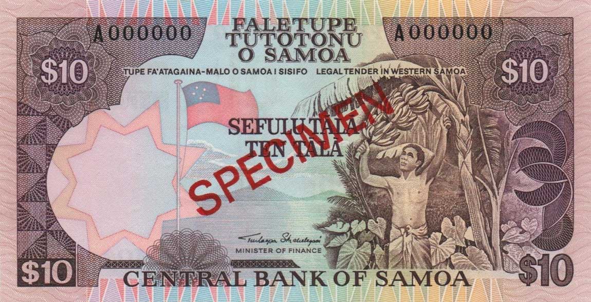 Front of Samoa p27s: 10 Tala from 1985
