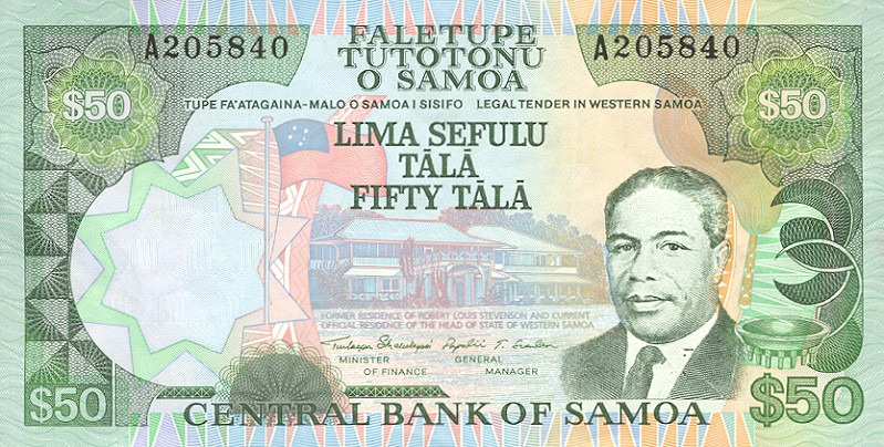Front of Samoa p29a: 50 Tala from 1990