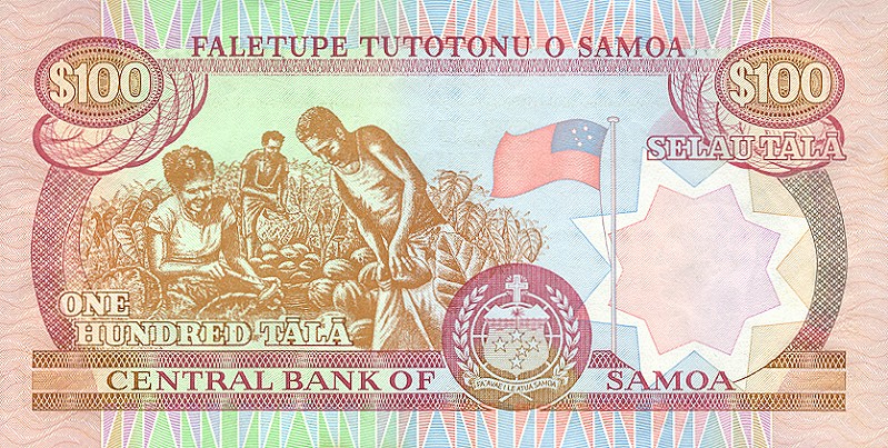 Back of Samoa p30a: 100 Tala from 1990