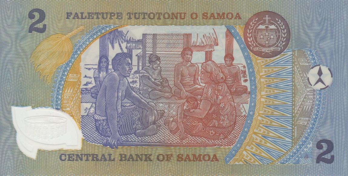 Back of Samoa p31a: 2 Tala from 1990