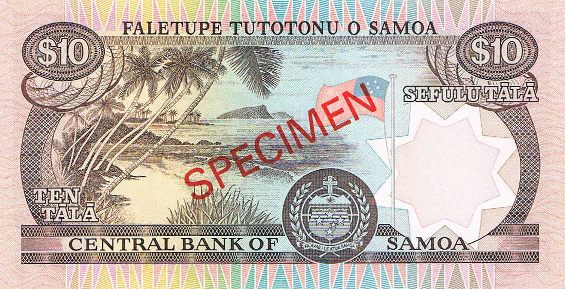 Back of Samoa p34s: 10 Tala from 2002