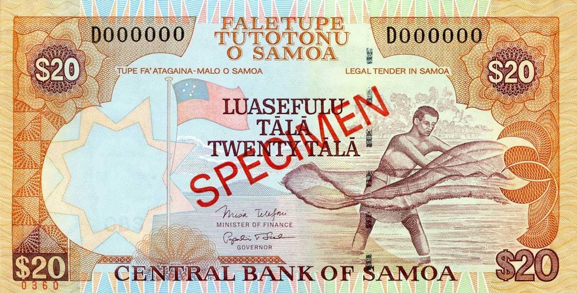 Front of Samoa p35s: 20 Tala from 2002