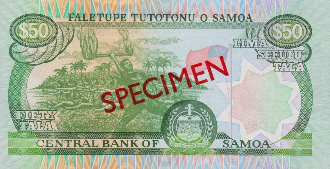 Back of Samoa p36s: 50 Tala from 2006