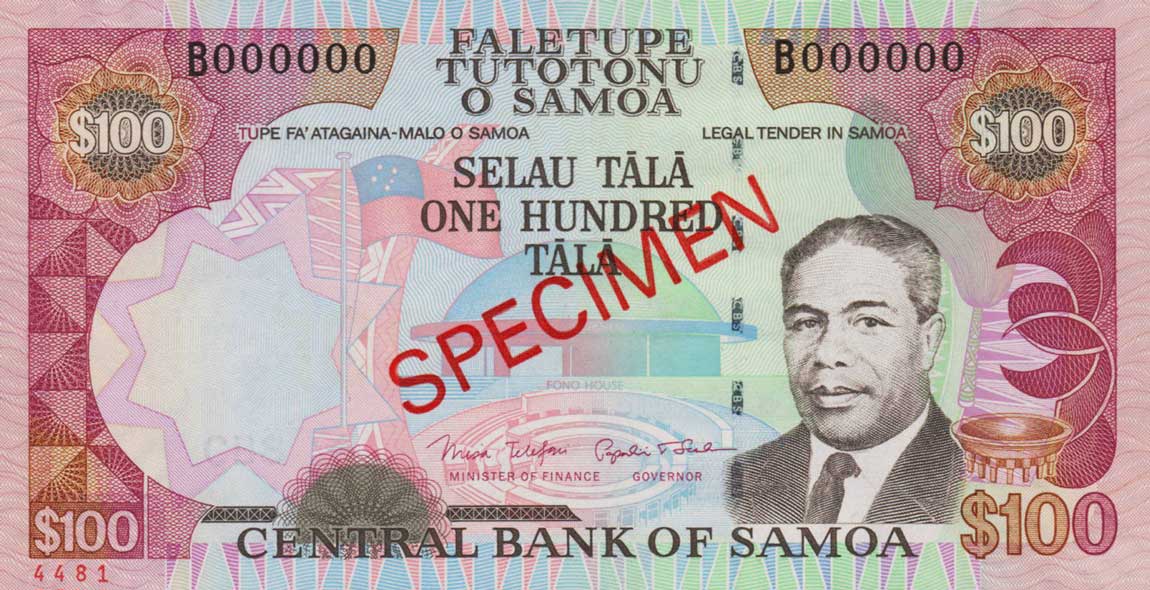Front of Samoa p37s: 100 Tala from 2006
