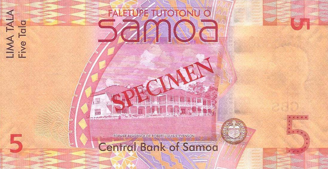 Back of Samoa p38s: 5 Tala from 2008