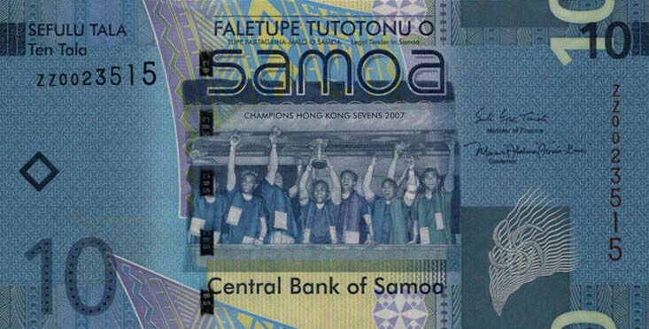 Front of Samoa p39r: 10 Tala from 2008