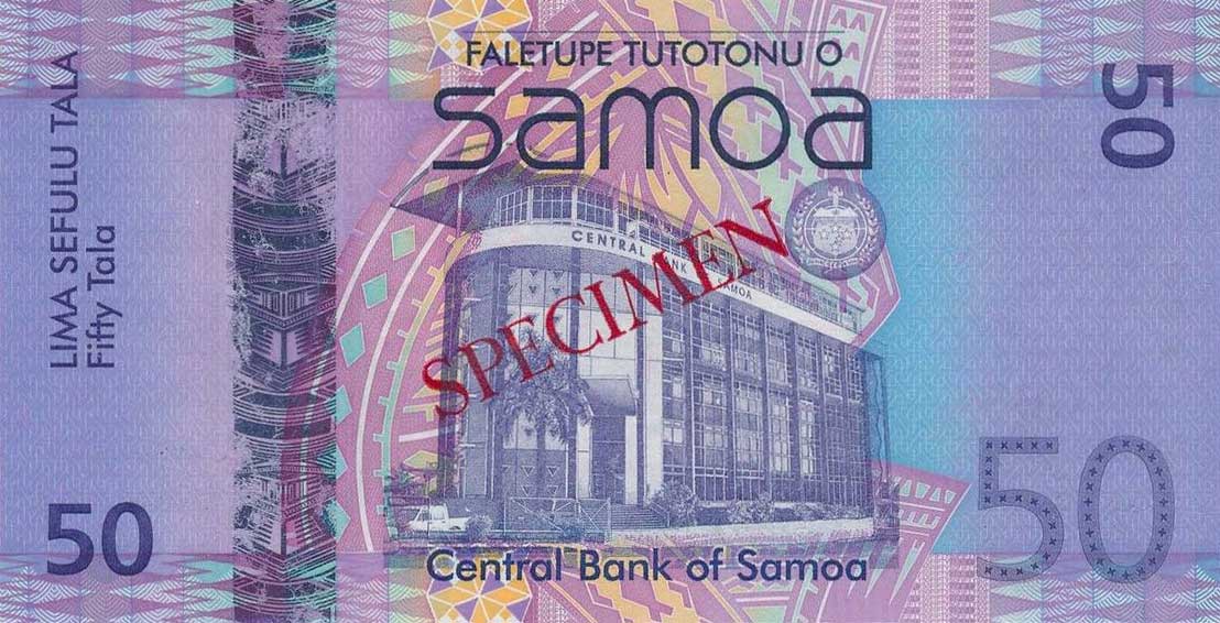 Back of Samoa p41s: 50 Tala from 2008