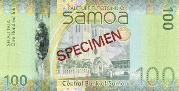 Back of Samoa p44s: 100 Tala from 2012